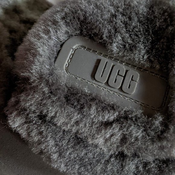 UGG Fluff Yeah Sheepskin Platform Slides Limited Edition Charcoal Size US 6 - Picture 5 of 9